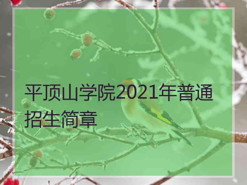 平顶山学院2021年普通招生简章