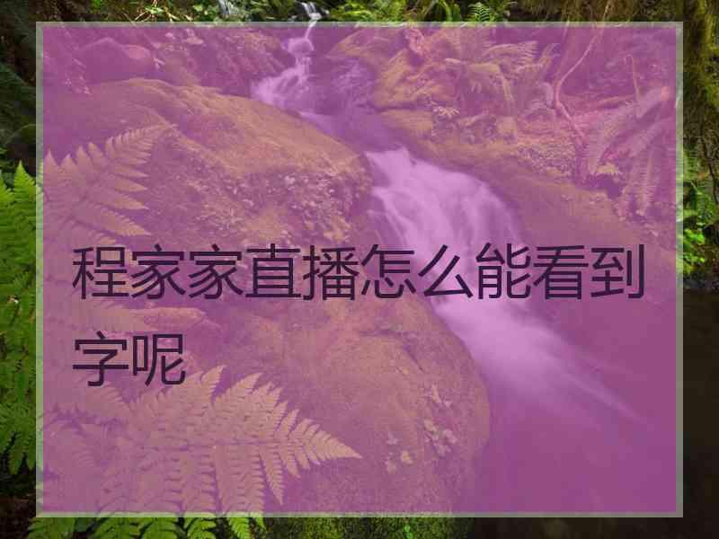 程家家直播怎么能看到字呢