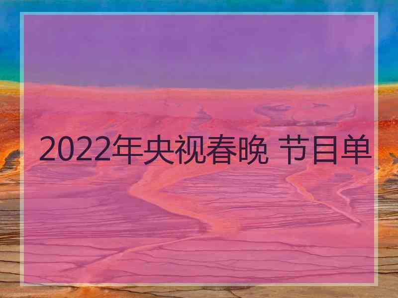 2022年央视春晚 节目单