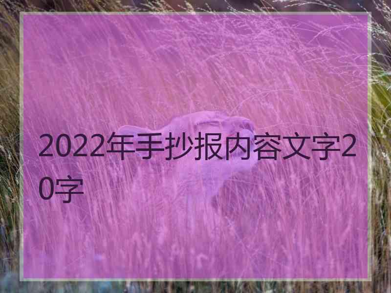 2022年手抄报内容文字20字