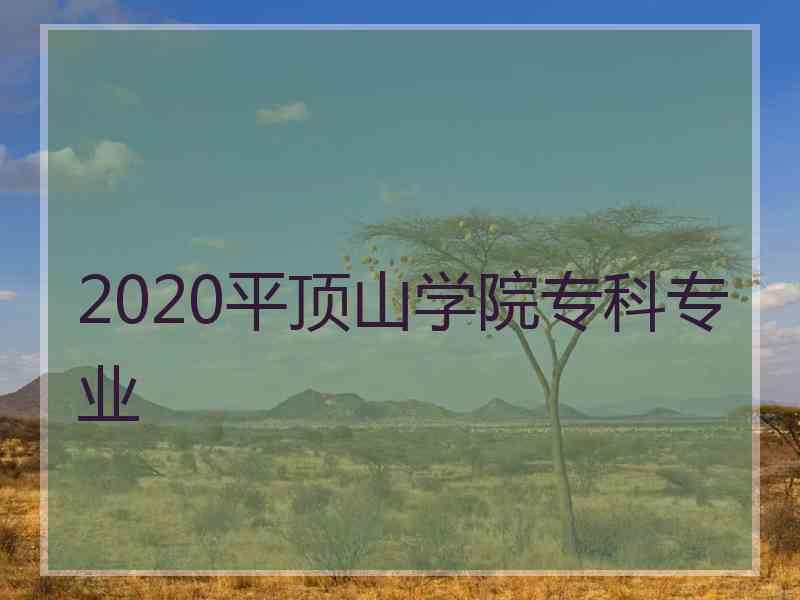 2020平顶山学院专科专业