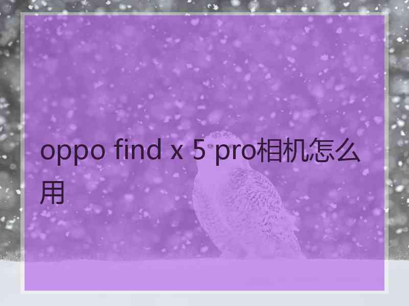 oppo find x 5 pro相机怎么用