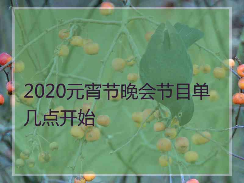 2020元宵节晚会节目单几点开始