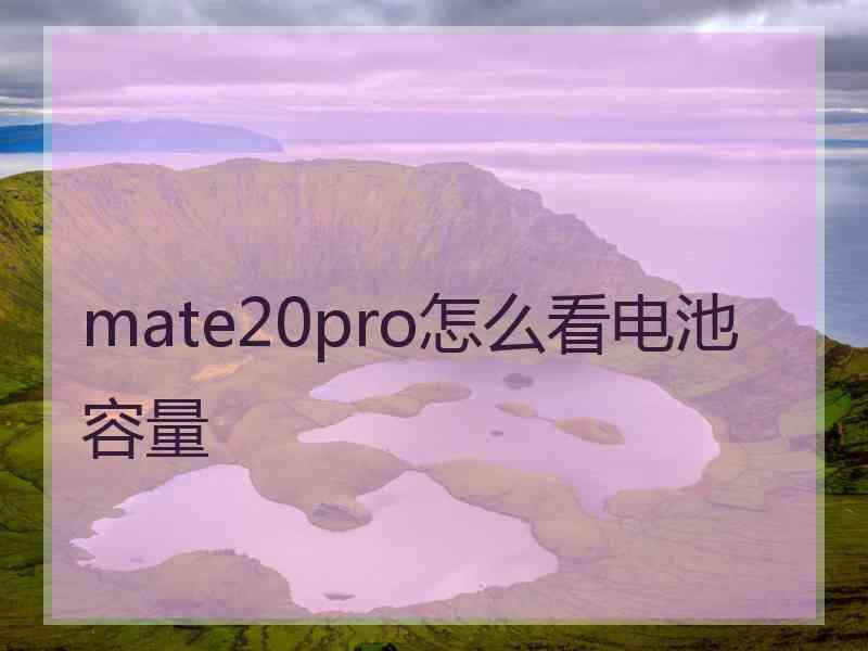 mate20pro怎么看电池容量