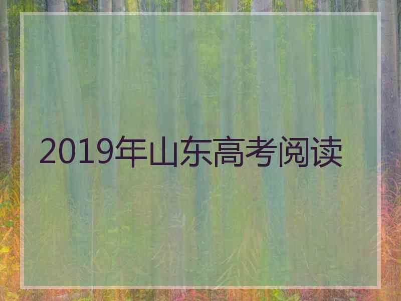 2019年山东高考阅读