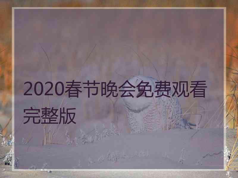 2020春节晚会免费观看完整版