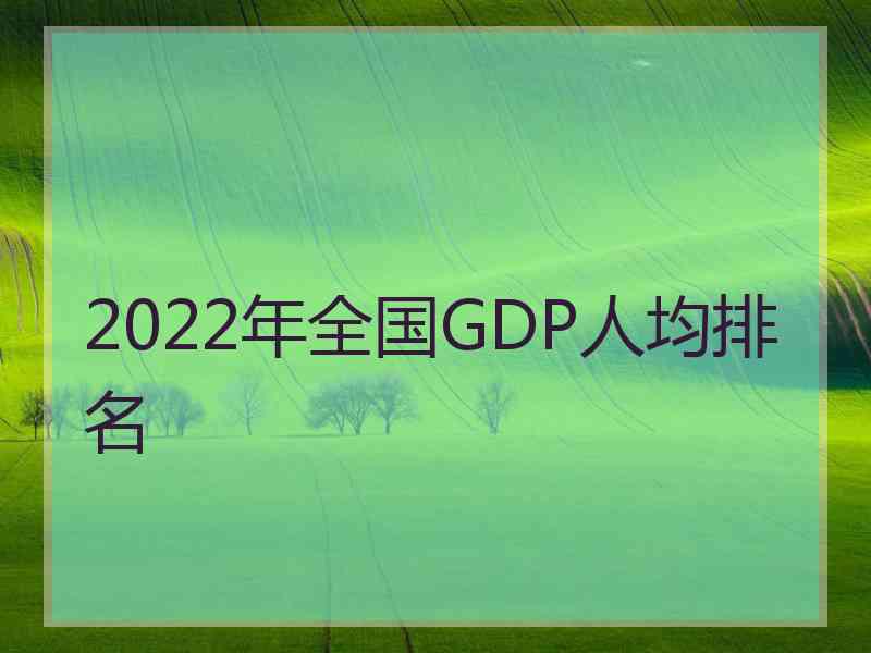 2022年全国GDP人均排名