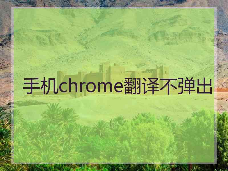 手机chrome翻译不弹出