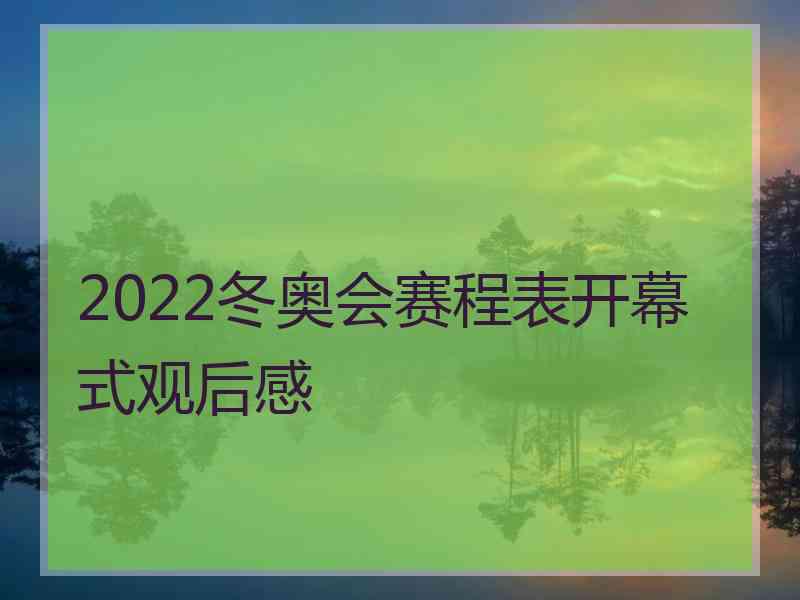 2022冬奥会赛程表开幕式观后感