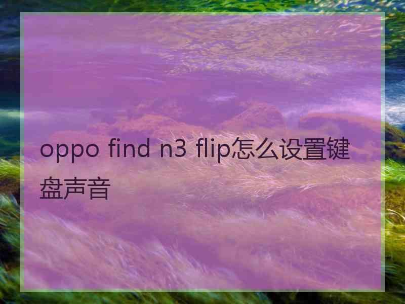 oppo find n3 flip怎么设置键盘声音