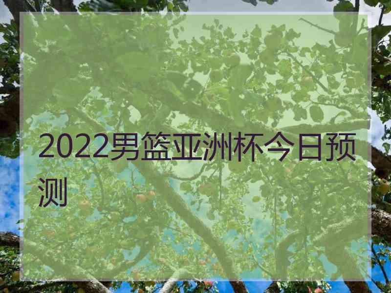 2022男篮亚洲杯今日预测