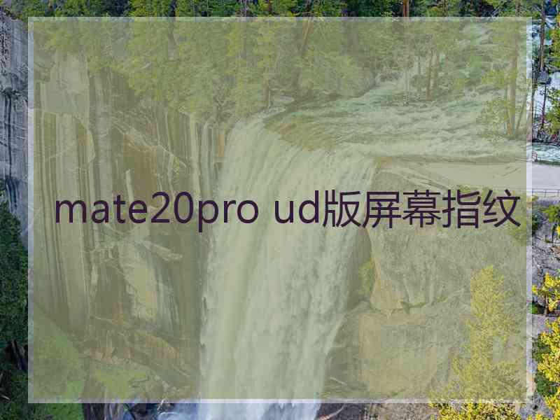 mate20pro ud版屏幕指纹