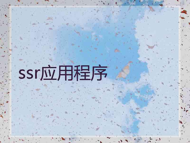 ssr应用程序