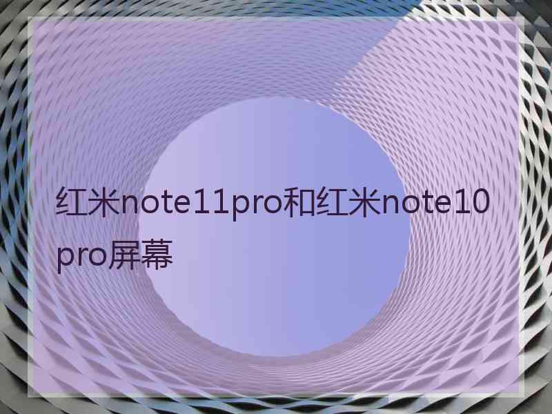 红米note11pro和红米note10pro屏幕