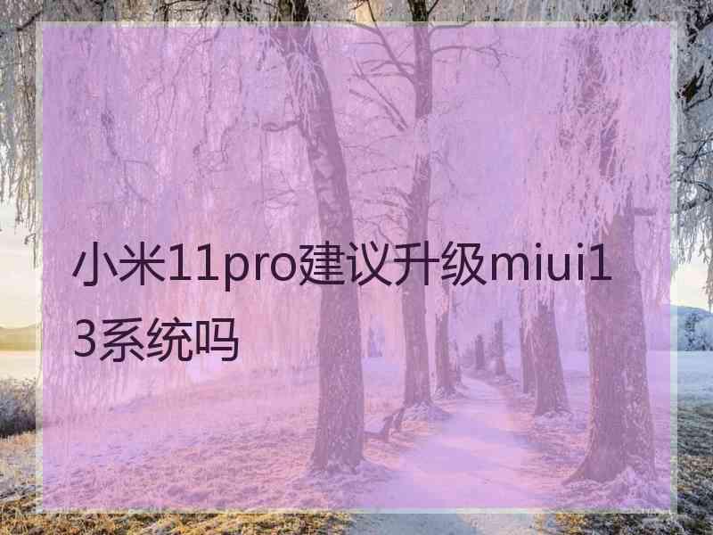 小米11pro建议升级miui13系统吗