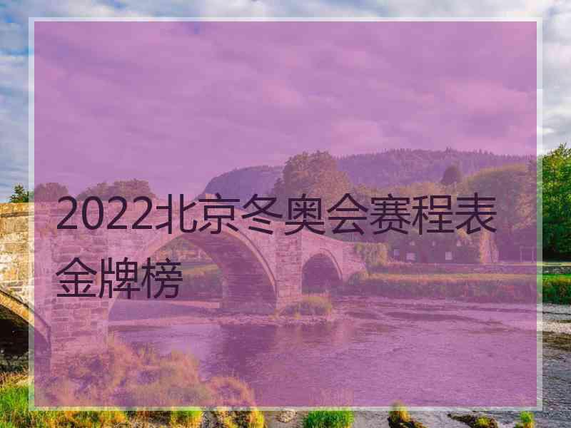 2022北京冬奥会赛程表金牌榜