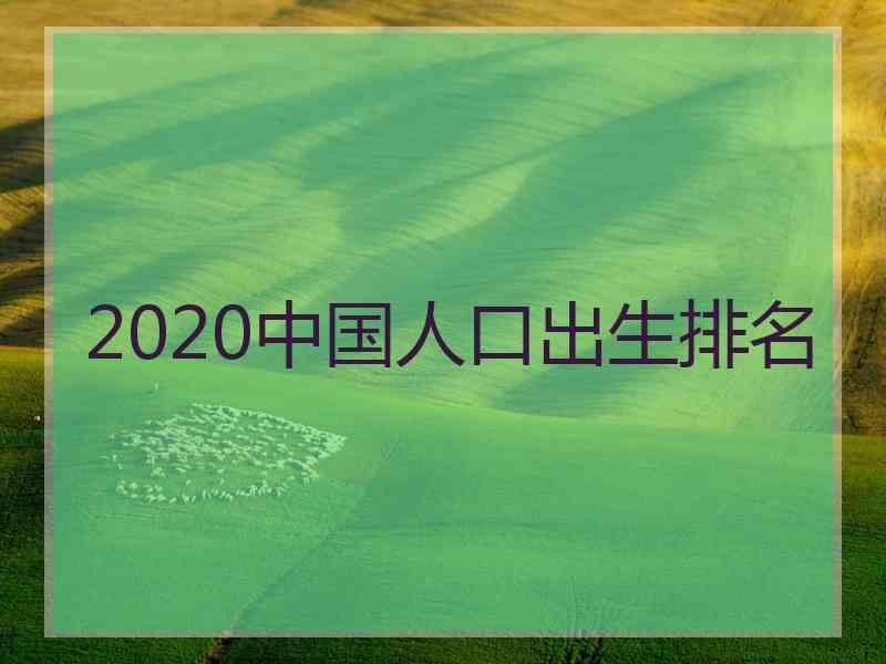 2020中国人口出生排名