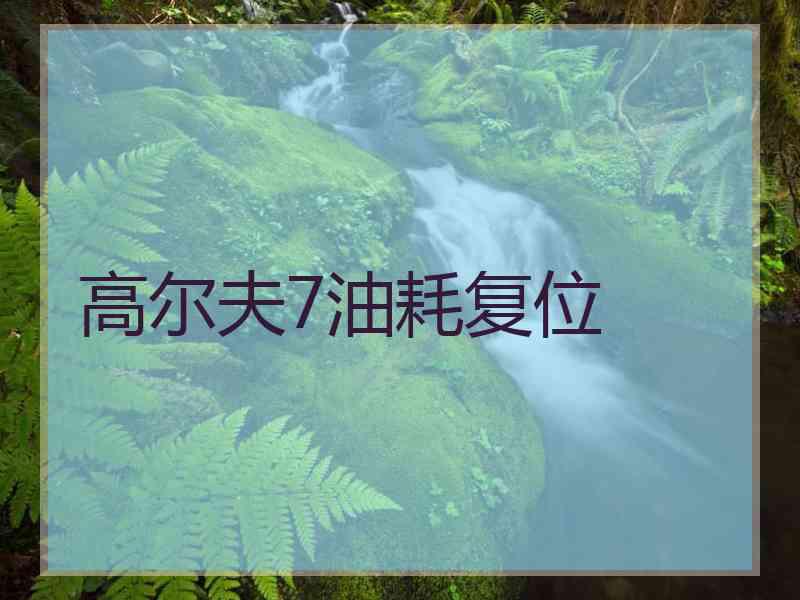 高尔夫7油耗复位