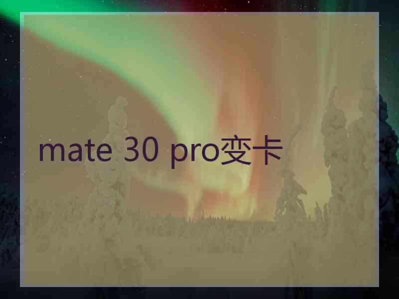 mate 30 pro变卡