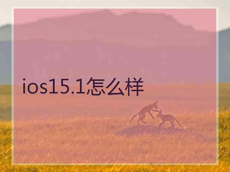 ios15.1怎么样