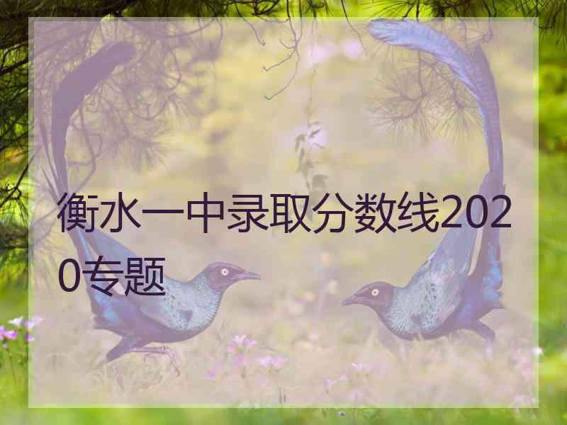 衡水一中录取分数线2020专题