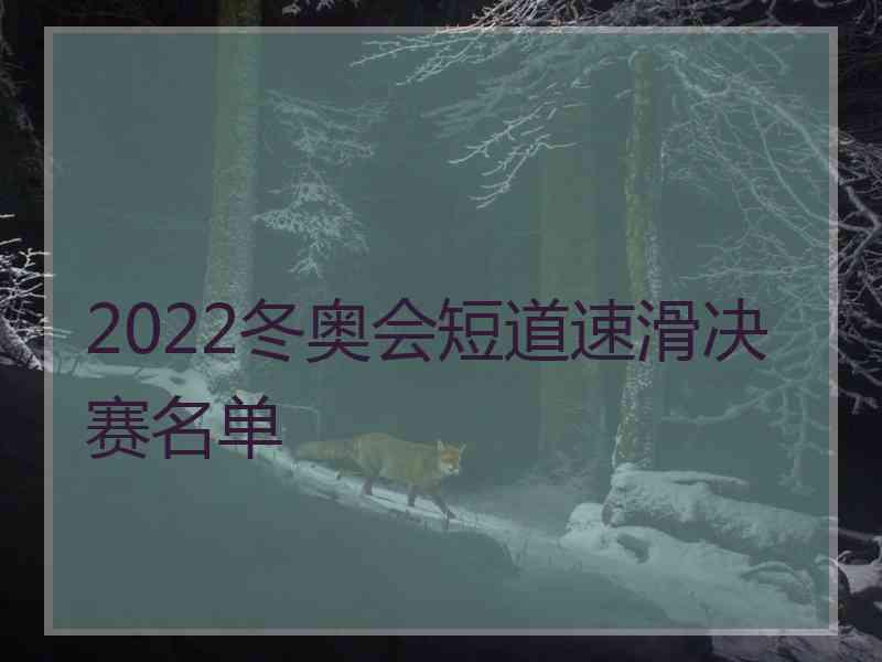 2022冬奥会短道速滑决赛名单