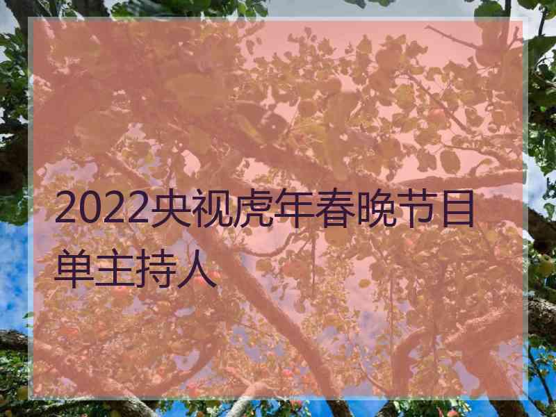 2022央视虎年春晚节目单主持人