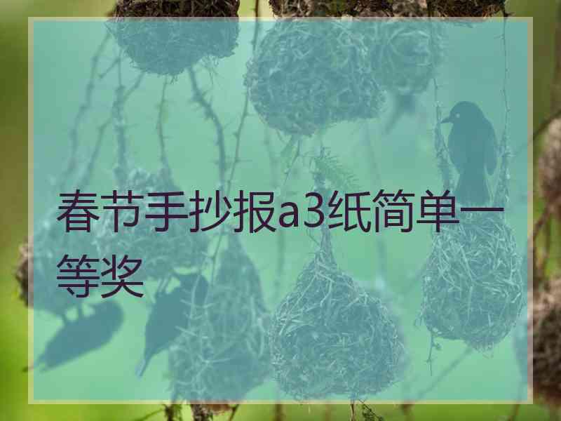 春节手抄报a3纸简单一等奖