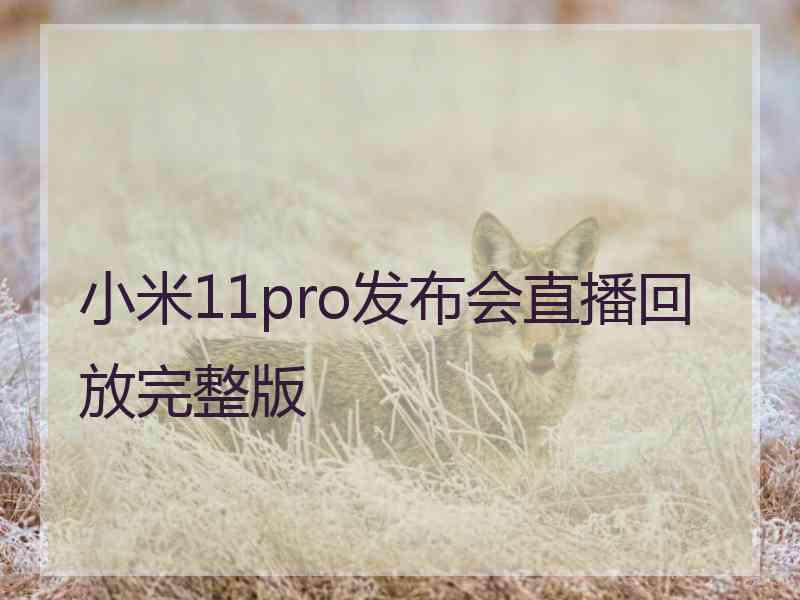 小米11pro发布会直播回放完整版