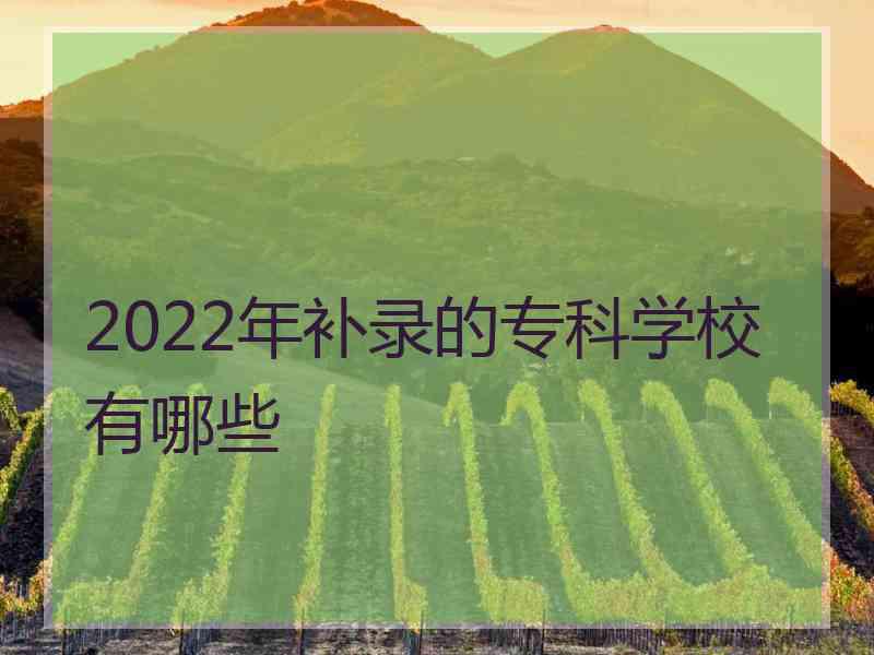 2022年补录的专科学校有哪些