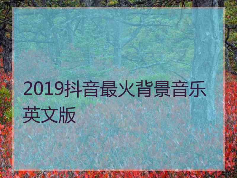 2019抖音最火背景音乐英文版