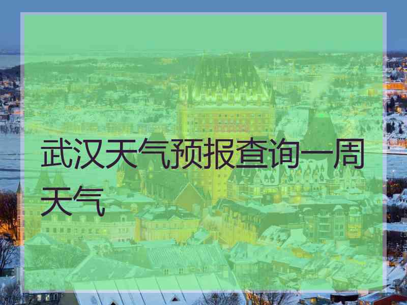 武汉天气预报查询一周天气