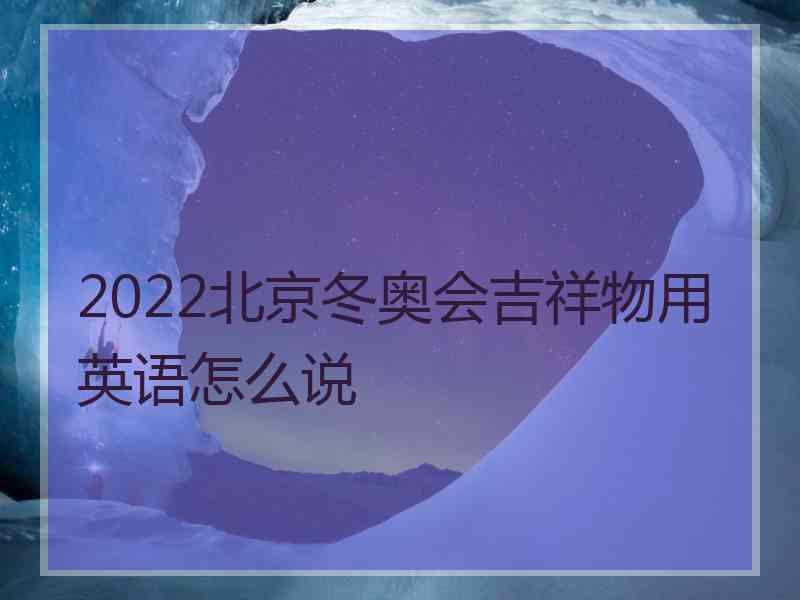 2022北京冬奥会吉祥物用英语怎么说