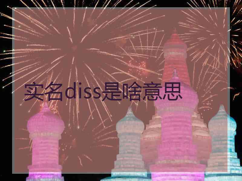 实名diss是啥意思