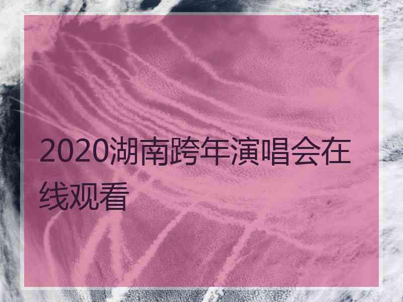 2020湖南跨年演唱会在线观看