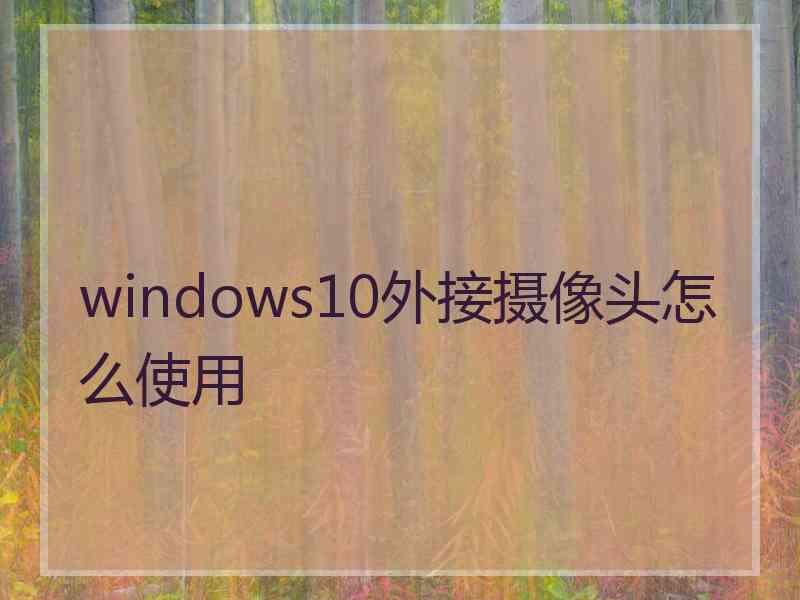 windows10外接摄像头怎么使用