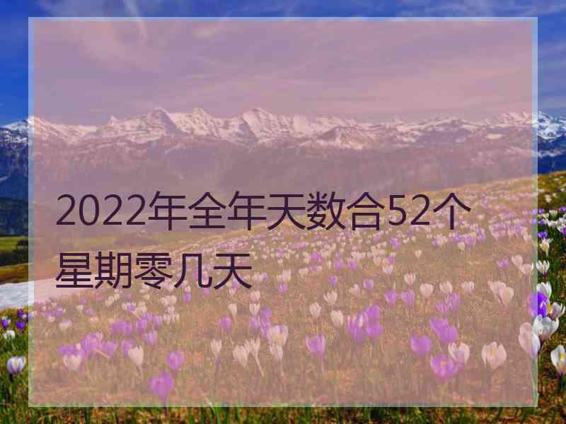 2022年全年天数合52个星期零几天