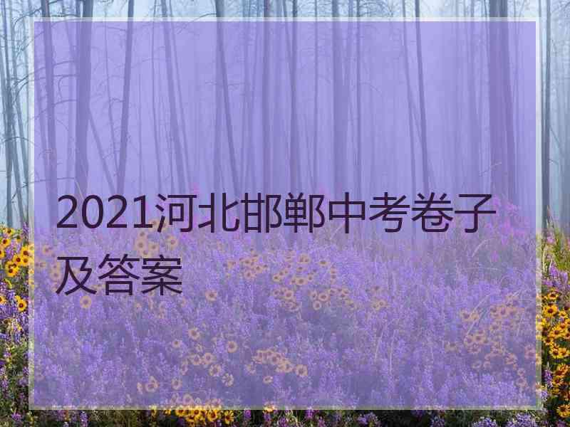 2021河北邯郸中考卷子及答案