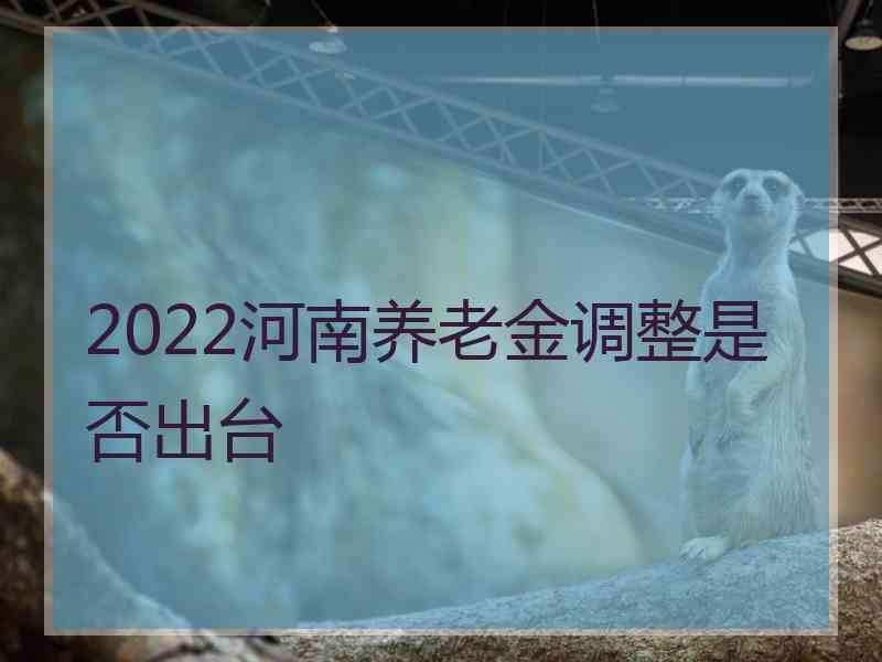 2022河南养老金调整是否出台