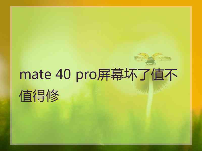 mate 40 pro屏幕坏了值不值得修