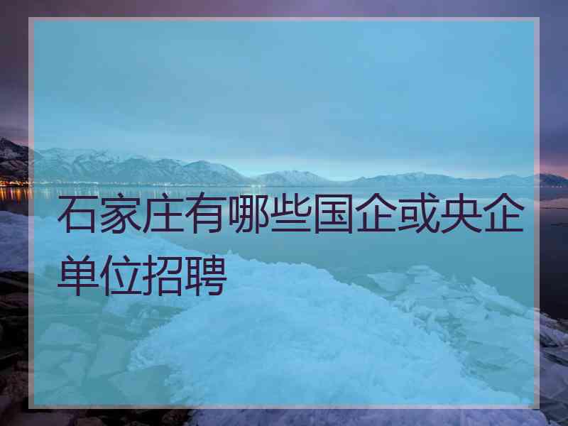 石家庄有哪些国企或央企单位招聘