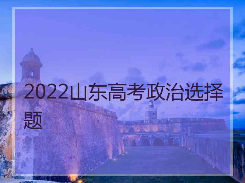 2022山东高考政治选择题