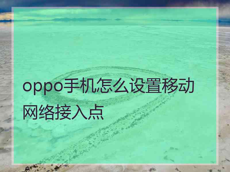 oppo手机怎么设置移动网络接入点