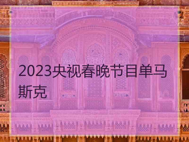 2023央视春晚节目单马斯克