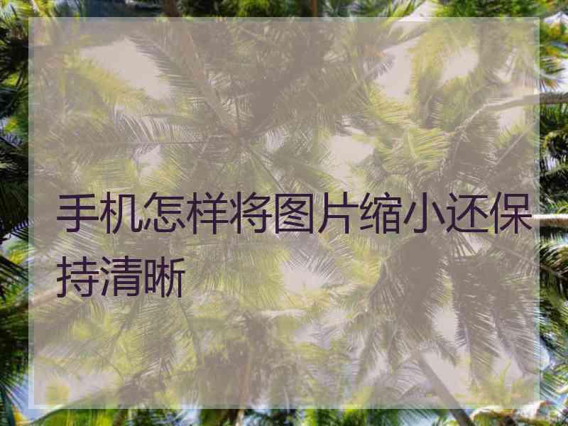 手机怎样将图片缩小还保持清晰