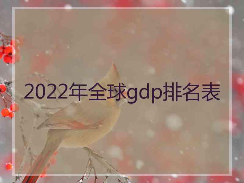 2022年全球gdp排名表