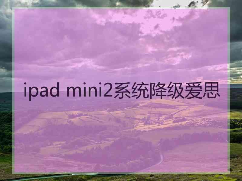 ipad mini2系统降级爱思