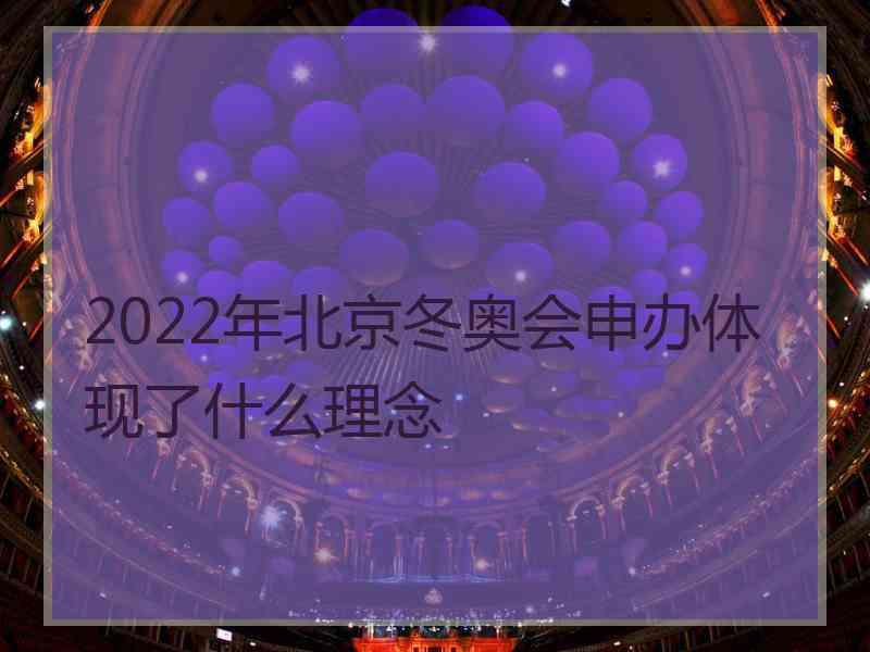 2022年北京冬奥会申办体现了什么理念