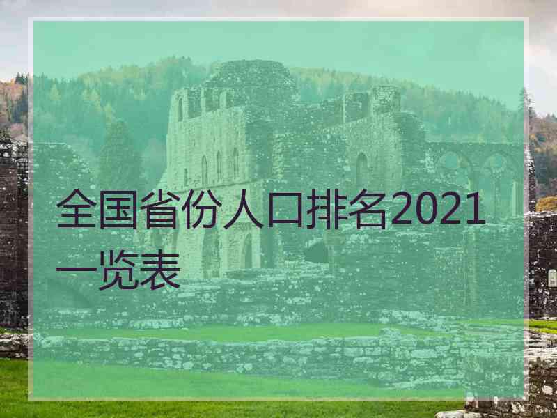 全国省份人口排名2021一览表