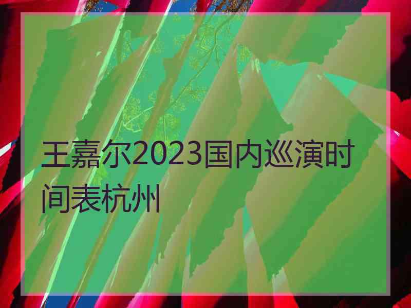 王嘉尔2023国内巡演时间表杭州